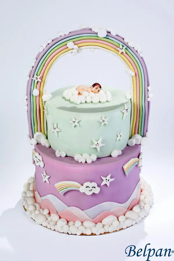 Tort de botez în tonuri pastel — Belpan Suceava